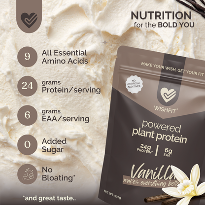 WISHFIT Powered Plant Protein - VANILLA makes everything better